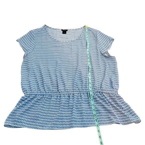 Ann Taylor Factory Peplum Blouse Blue & White Print Size XL - Picture 5 of 7